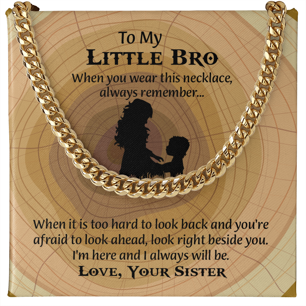 To My Little Brother Gift Necklace, Cuban Link Chain Necklace for Little Brother on Graduation, Meaningful Birthday Gift for Little Bro