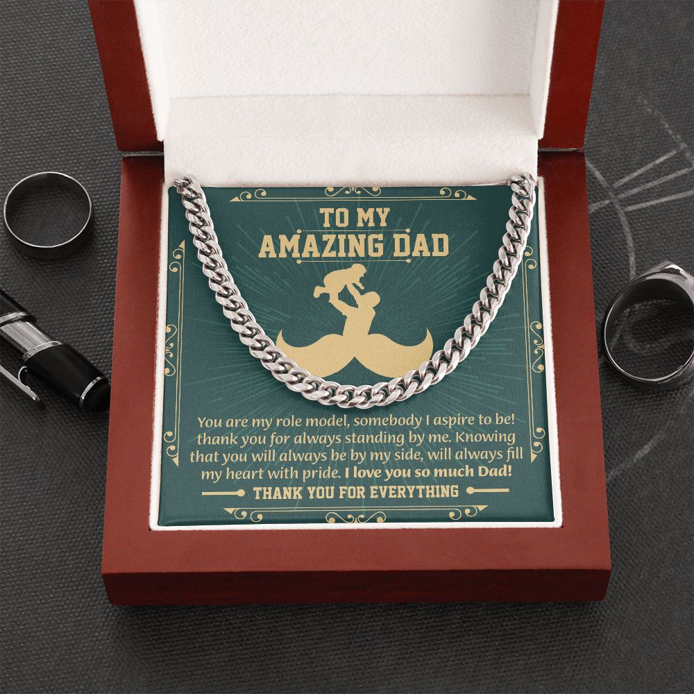 UNIDAZE To My Father Cuban Link Chain Necklace, Dad Necklace Gift, Dad Birthday Gift From Daughter Son, Father's Day Gifts, Sentimental Gift Dad ShineOn Fulfillment C30184T C30184TG lx-C30184 PB23-WOOD PT-4348 TNM-1 USER-188348