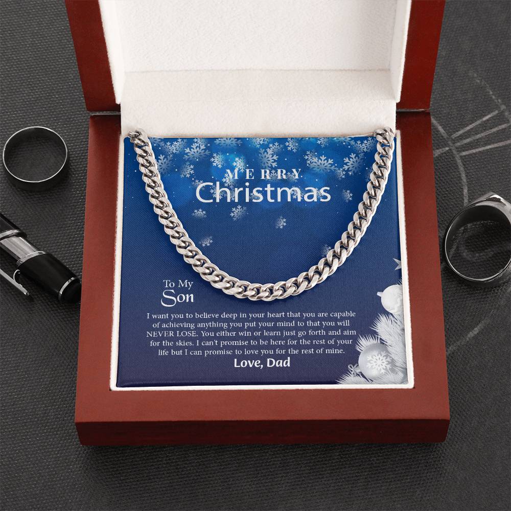 To My Son Cuban Link Chain Necklace, Christmas Gift From Dad, Necklace For Men, Gift For Son, Jewelry For Him, Son Necklace, Personalized Message Card