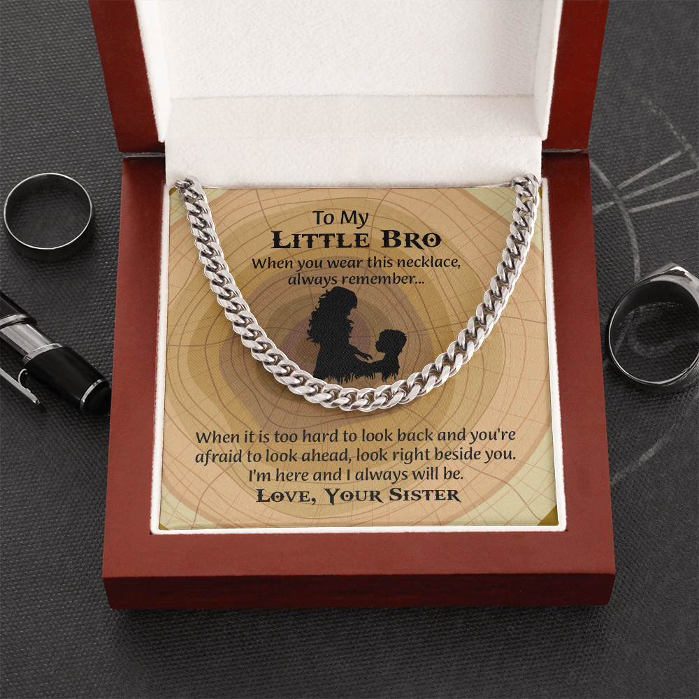 To My Little Brother Gift Necklace, Cuban Link Chain Necklace for Little Brother on Graduation, Meaningful Birthday Gift for Little Bro