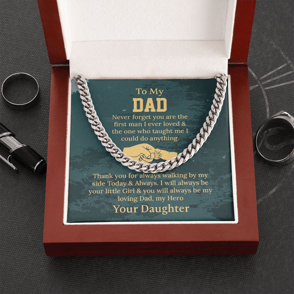 UNIDAZE Cuban Chain Necklace, Dad Necklace Gift, Dad Birthday Gift From Daughter, Father's Day Gifts, Sentimental Gift Dad ShineOn Fulfillment C30184T C30184TG lx-C30184 PB23-WOOD PT-4348 TNM-1 USER-188348