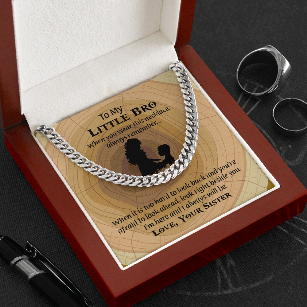 To My Little Brother Gift Necklace, Cuban Link Chain Necklace for Little Brother on Graduation, Meaningful Birthday Gift for Little Bro