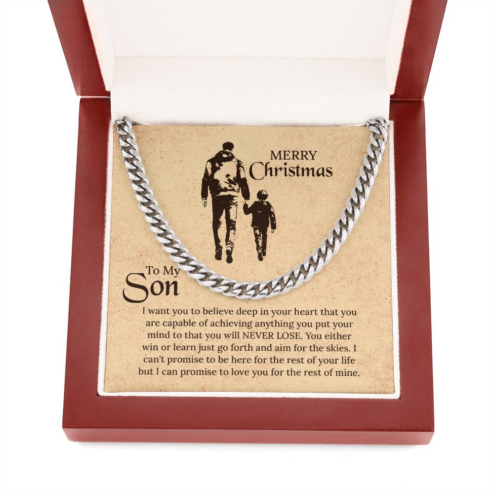 To My Son Cuban Link Chain Necklace, Christmas Gift for Son, Necklace For Men, Gift For Son, Jewelry For Him, Son Necklace, Personalized Message Card