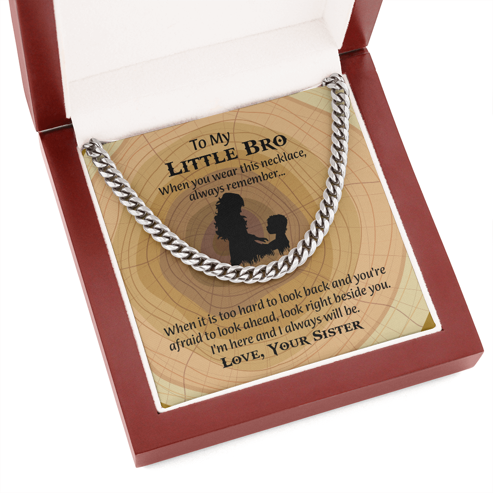 To My Little Brother Gift Necklace, Cuban Link Chain Necklace for Little Brother on Graduation, Meaningful Birthday Gift for Little Bro