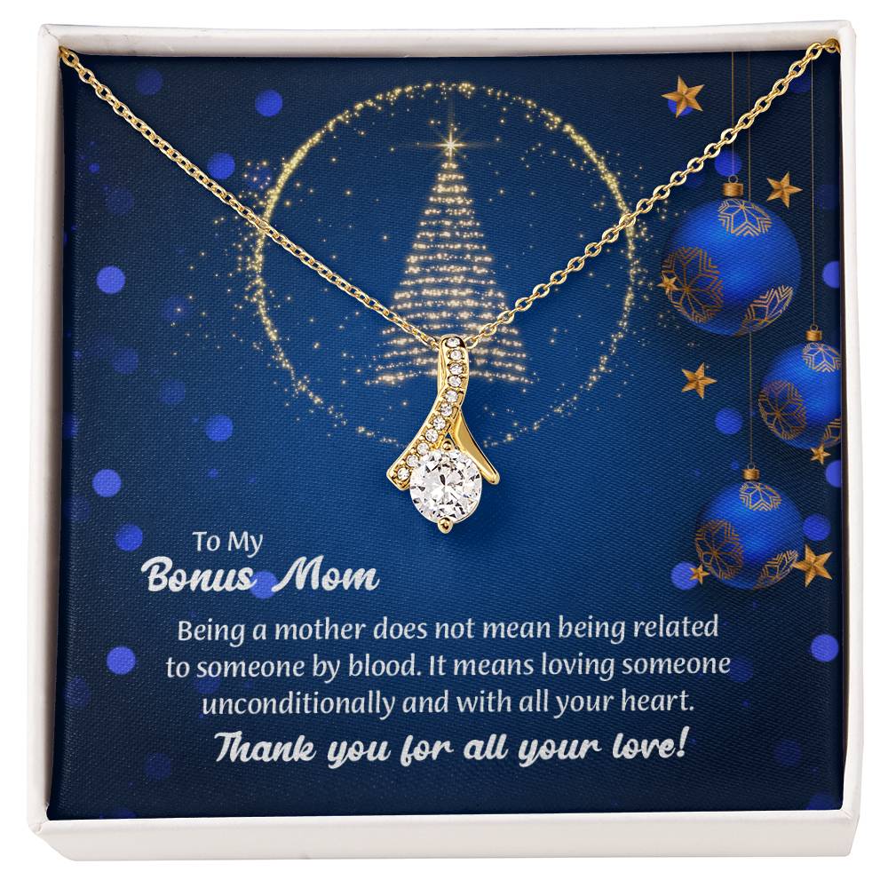 UNIDAZE To My Bonus Mom Christmas Gift Necklace, Unbiological Mom Gift, Step Mom Gift, Alluring Beauty Necklace on Message Card, Foster Mom Gift ShineOn Fulfillment C30084TG C30084TY PB23-WOOD PT-4363 TNM-1 USER-188348