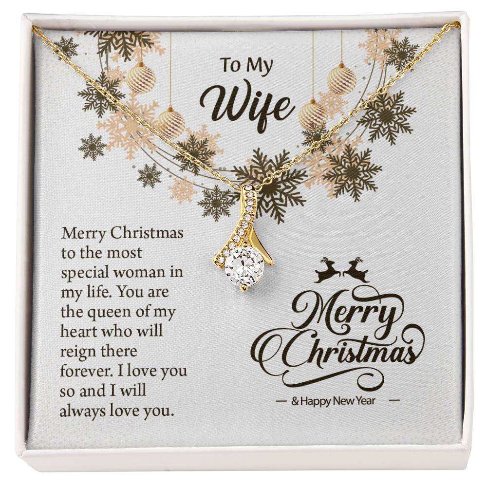 UNIDAZE Merry Christmas Gift From Him, Wife Necklace With Message Card, Thoughtful Xmas Gift For Wife ShineOn Fulfillment C30084TG C30084TY PB23-WOOD PT-4363 TNM-1 USER-188348