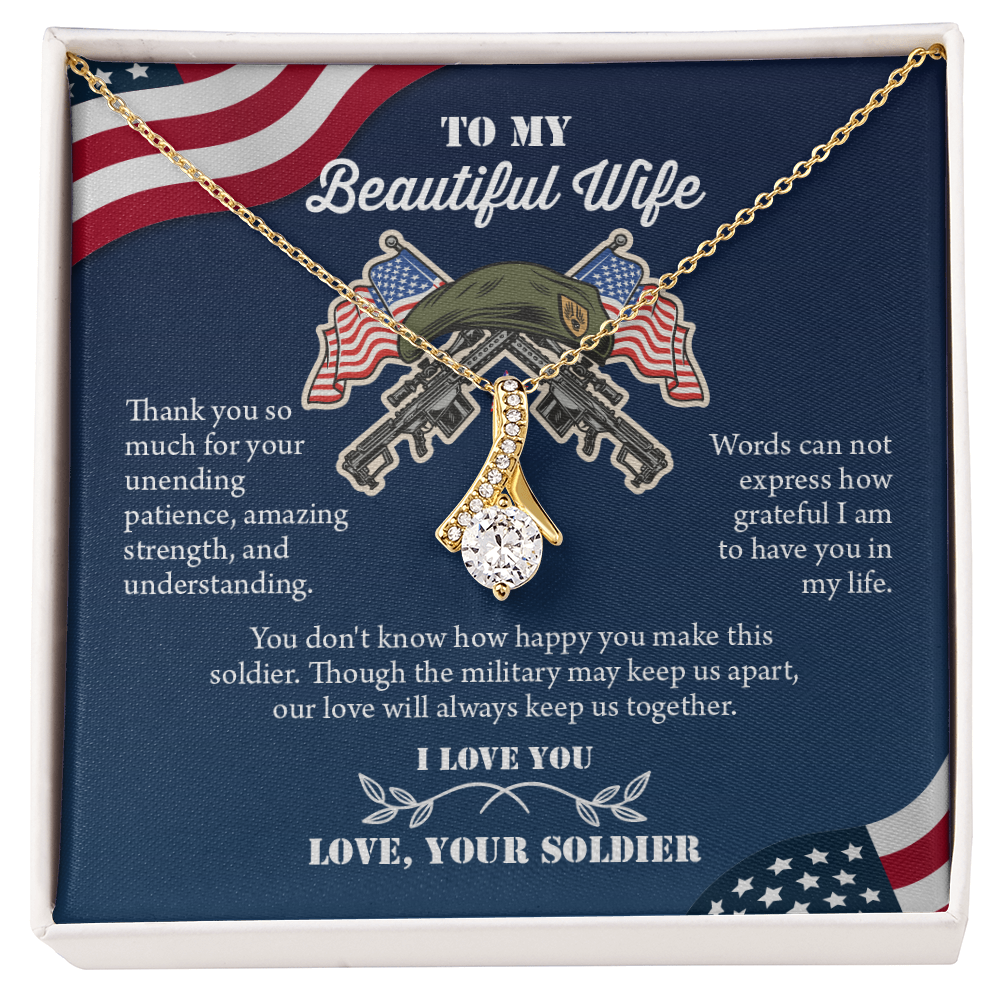 To My Wife Alluring Beautiful Necklace, Military Wife Gift, Gift from Soldier, Anniversary Gift for Army Wife