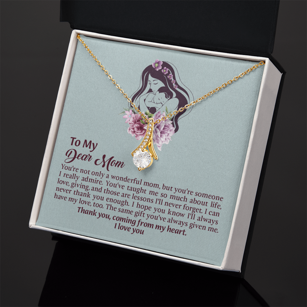 Dear Mom Alluring Beauty Necklace, Thoughtful Present from Son, Mom Necklace From daughter, Mothers Day Gift for Mom