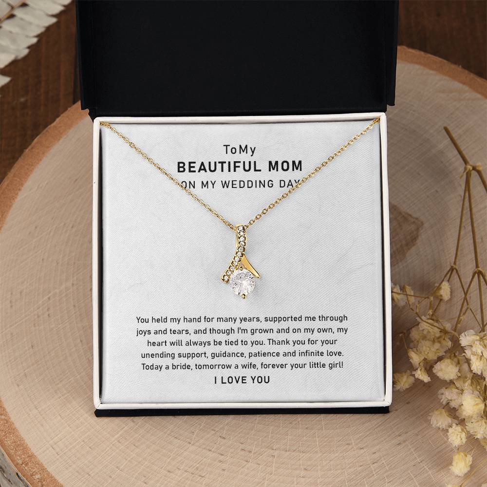 UNIDAZE To My Mom On My Wedding Day, Mother Of Bride Necklace, To My Mom Necklace, Mother Of Bride Gift, Mother Of The Bride Necklace, To My Mom ShineOn Fulfillment C30084TG C30084TY PB23-WOOD PT-4363 TNM-1 USER-188348