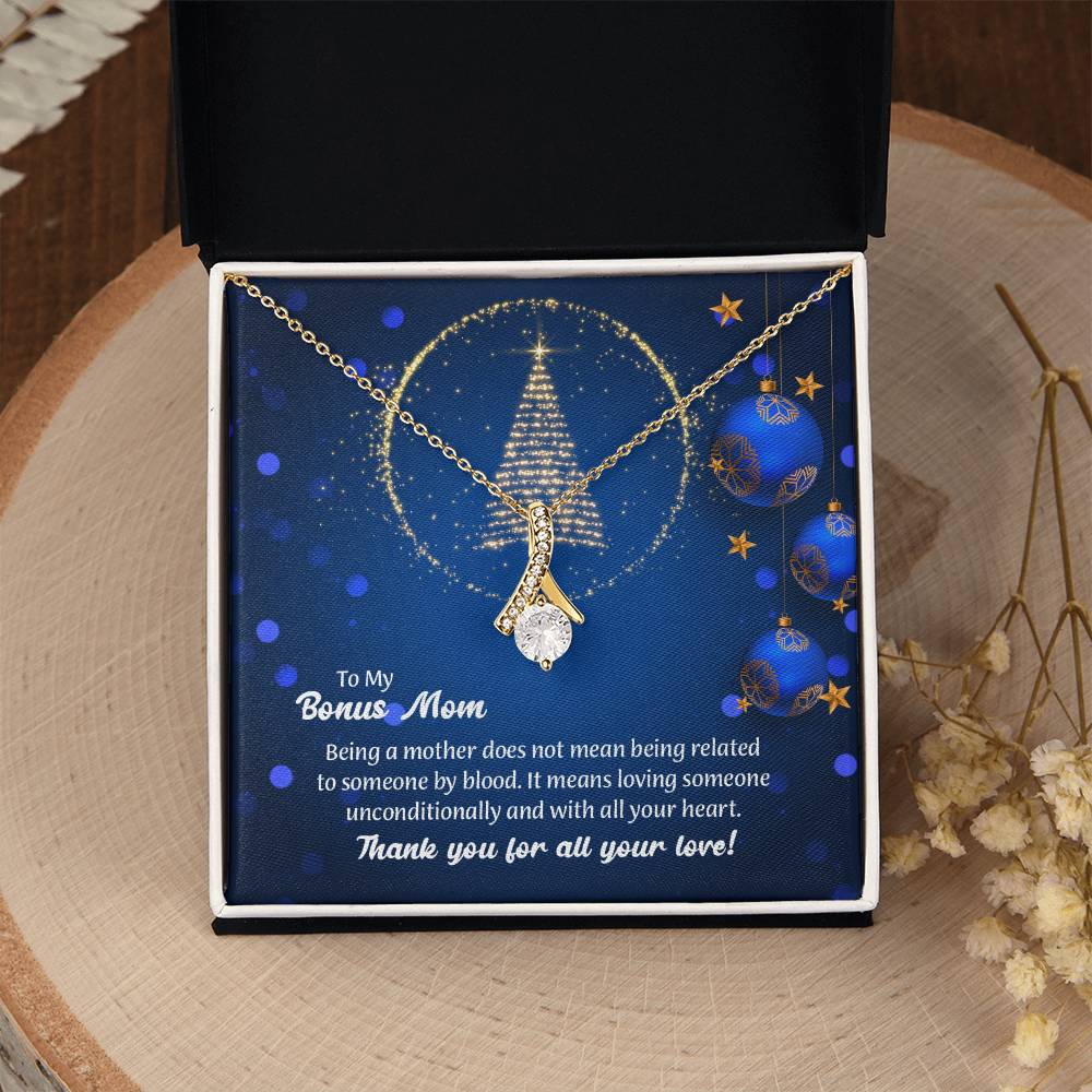 UNIDAZE To My Bonus Mom Christmas Gift Necklace, Unbiological Mom Gift, Step Mom Gift, Alluring Beauty Necklace on Message Card, Foster Mom Gift ShineOn Fulfillment C30084TG C30084TY PB23-WOOD PT-4363 TNM-1 USER-188348