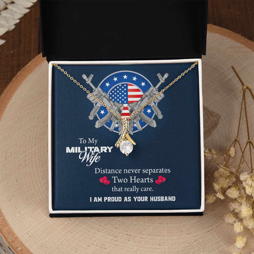 To My Wife Alluring Beauty Necklace, Military Wife Gift, Gift from Soldier, Anniversary Gift for Army Wife