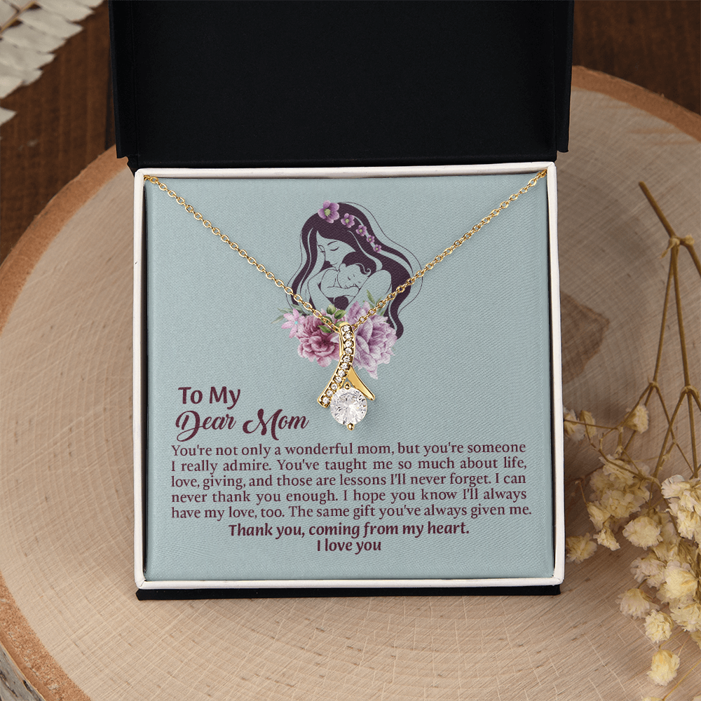 Dear Mom Alluring Beauty Necklace, Thoughtful Present from Son, Mom Necklace From daughter, Mothers Day Gift for Mom