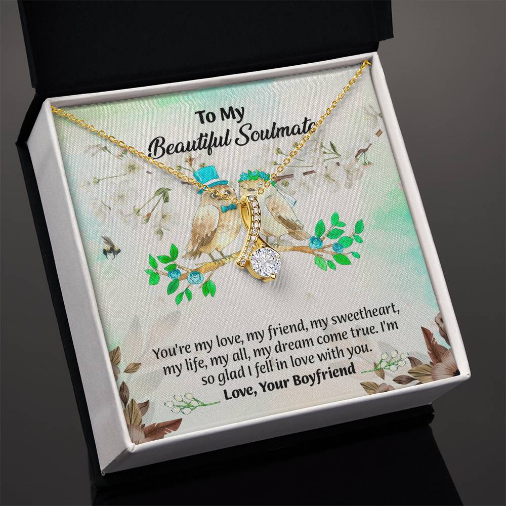 UNIDAZE To My Beautiful Soulmate Necklace, Birthday Gifts for Girlfriend, Necklace for Wife, Gift for Future Wife's Birthday ShineOn Fulfillment C30084TG C30084TR PB23-WOOD PT-4363 TNM-1 USER-188348