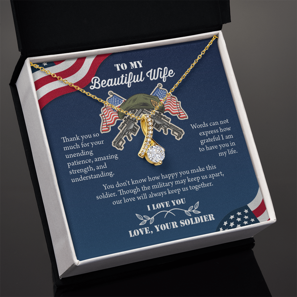 To My Wife Alluring Beautiful Necklace, Military Wife Gift, Gift from Soldier, Anniversary Gift for Army Wife