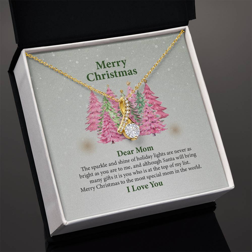 UNIDAZE Christmas Gift Necklace For Mom, Gift For Mom, Merry Christmas Mom Necklace, Mother Christmas Necklace With Message Card, Mom Gift ShineOn Fulfillment C30084TG C30084TR PB23-WOOD PT-4363 TNM-1 USER-188348