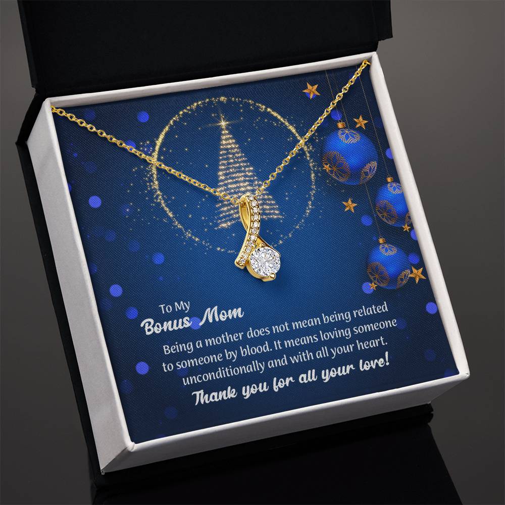 UNIDAZE To My Bonus Mom Christmas Gift Necklace, Unbiological Mom Gift, Step Mom Gift, Alluring Beauty Necklace on Message Card, Foster Mom Gift ShineOn Fulfillment C30084TG C30084TY PB23-WOOD PT-4363 TNM-1 USER-188348