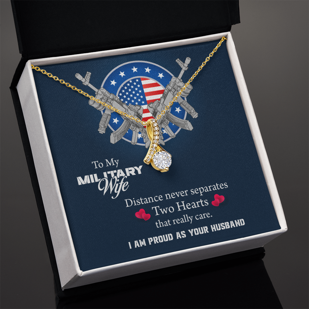 To My Wife Alluring Beauty Necklace, Military Wife Gift, Gift from Soldier, Anniversary Gift for Army Wife