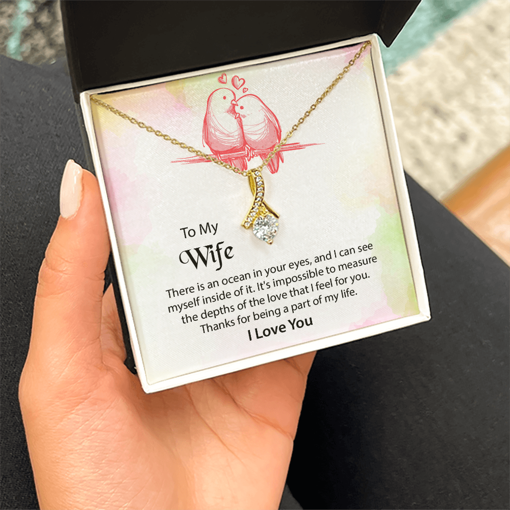 To My Wife Alluring Beauty Necklace, Message Card Jewelry, Anniversary Gift for Wife, Wife Birthday Gift, Mothers Day Gift for Wife