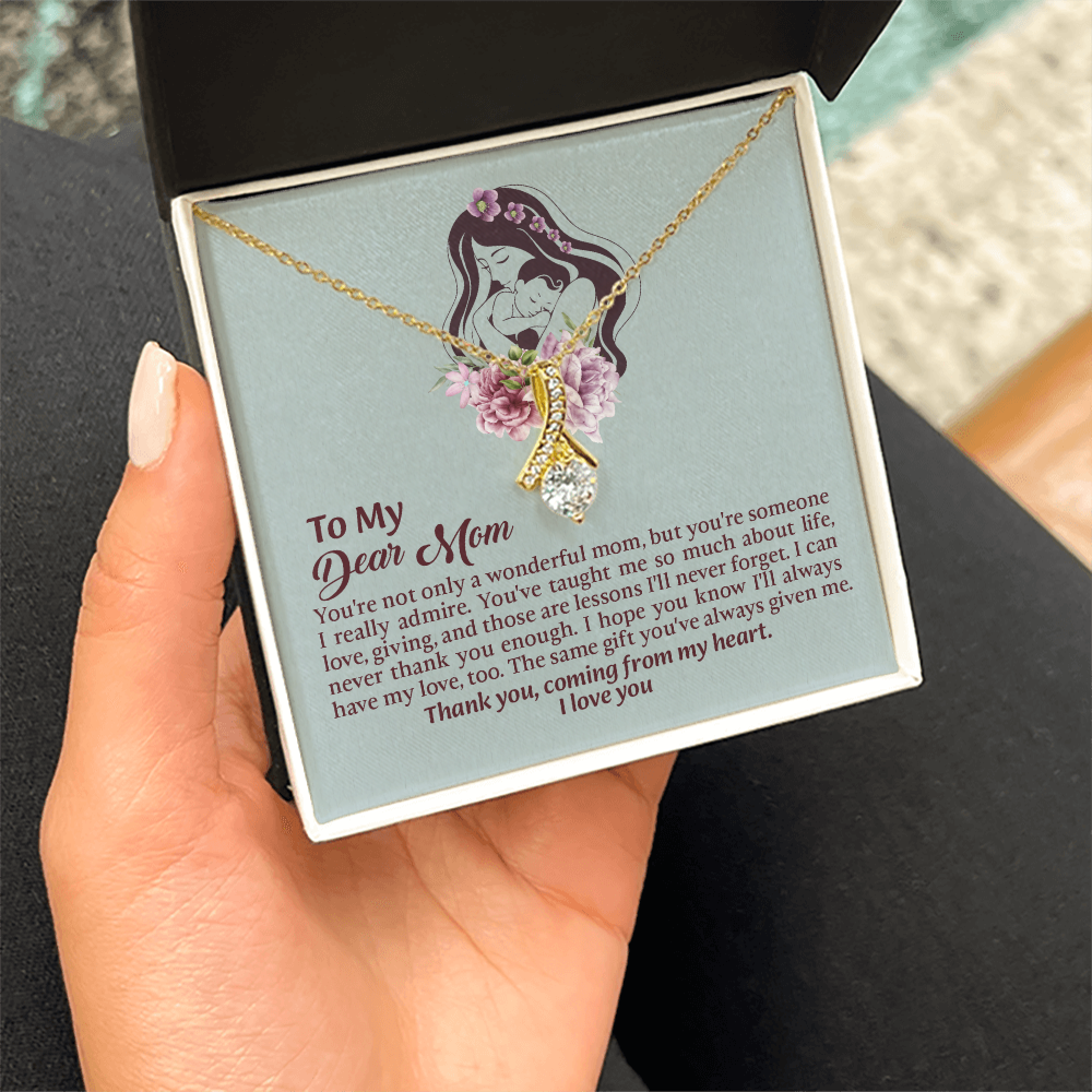 Dear Mom Alluring Beauty Necklace, Thoughtful Present from Son, Mom Necklace From daughter, Mothers Day Gift for Mom