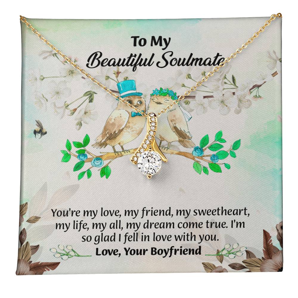 UNIDAZE To My Beautiful Soulmate Necklace, Birthday Gifts for Girlfriend, Necklace for Wife, Gift for Future Wife's Birthday ShineOn Fulfillment C30084TG C30084TR PB23-WOOD PT-4363 TNM-1 USER-188348