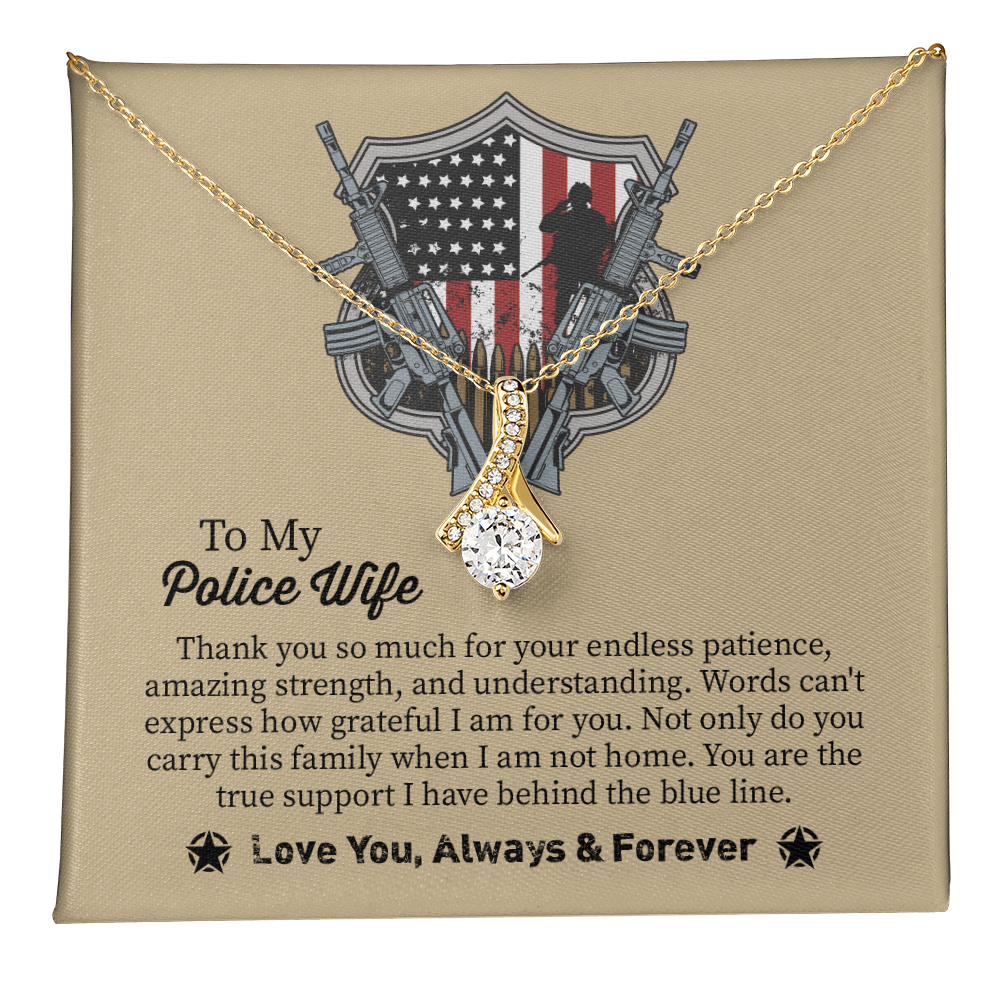 To My Police Wife Alluring Beauty Necklace, Gift for Police Officer Wife, Police Wife Anniversary Present, Husband To Wife Birthday Gifts