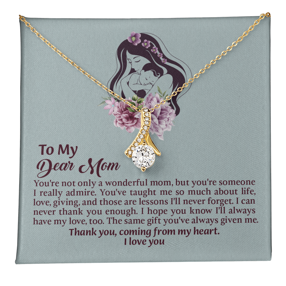 Dear Mom Alluring Beauty Necklace, Thoughtful Present from Son, Mom Necklace From daughter, Mothers Day Gift for Mom