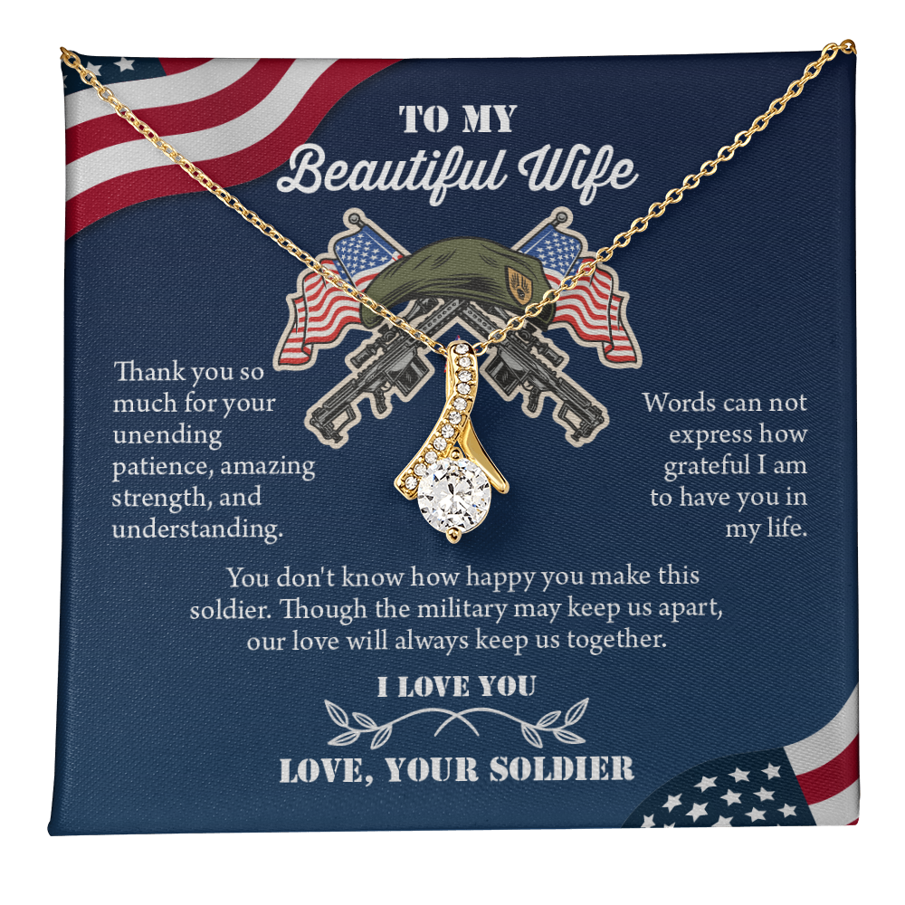 To My Wife Alluring Beautiful Necklace, Military Wife Gift, Gift from Soldier, Anniversary Gift for Army Wife