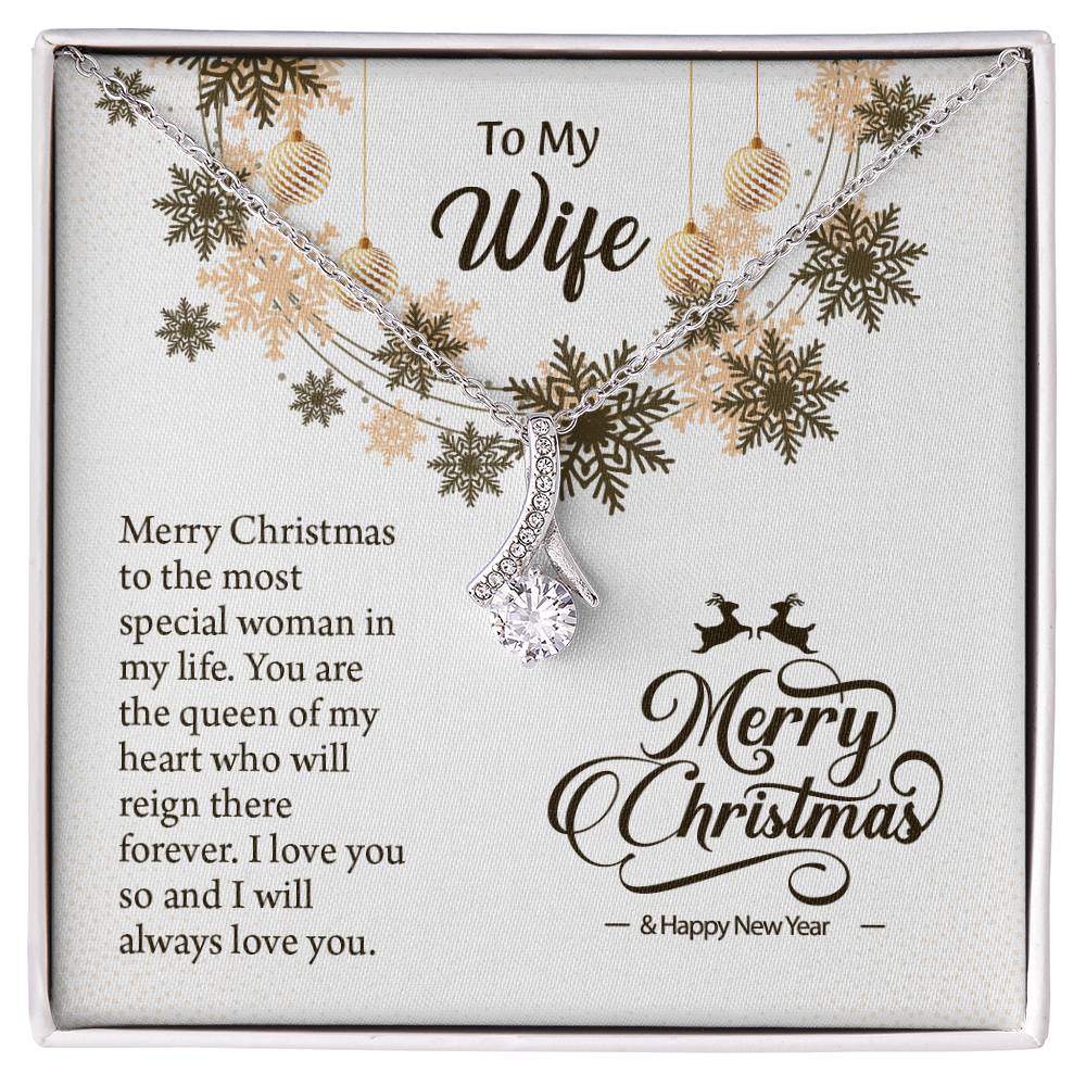 UNIDAZE Merry Christmas Gift From Him, Wife Necklace With Message Card, Thoughtful Xmas Gift For Wife ShineOn Fulfillment C30084TG C30084TY PB23-WOOD PT-4363 TNM-1 USER-188348