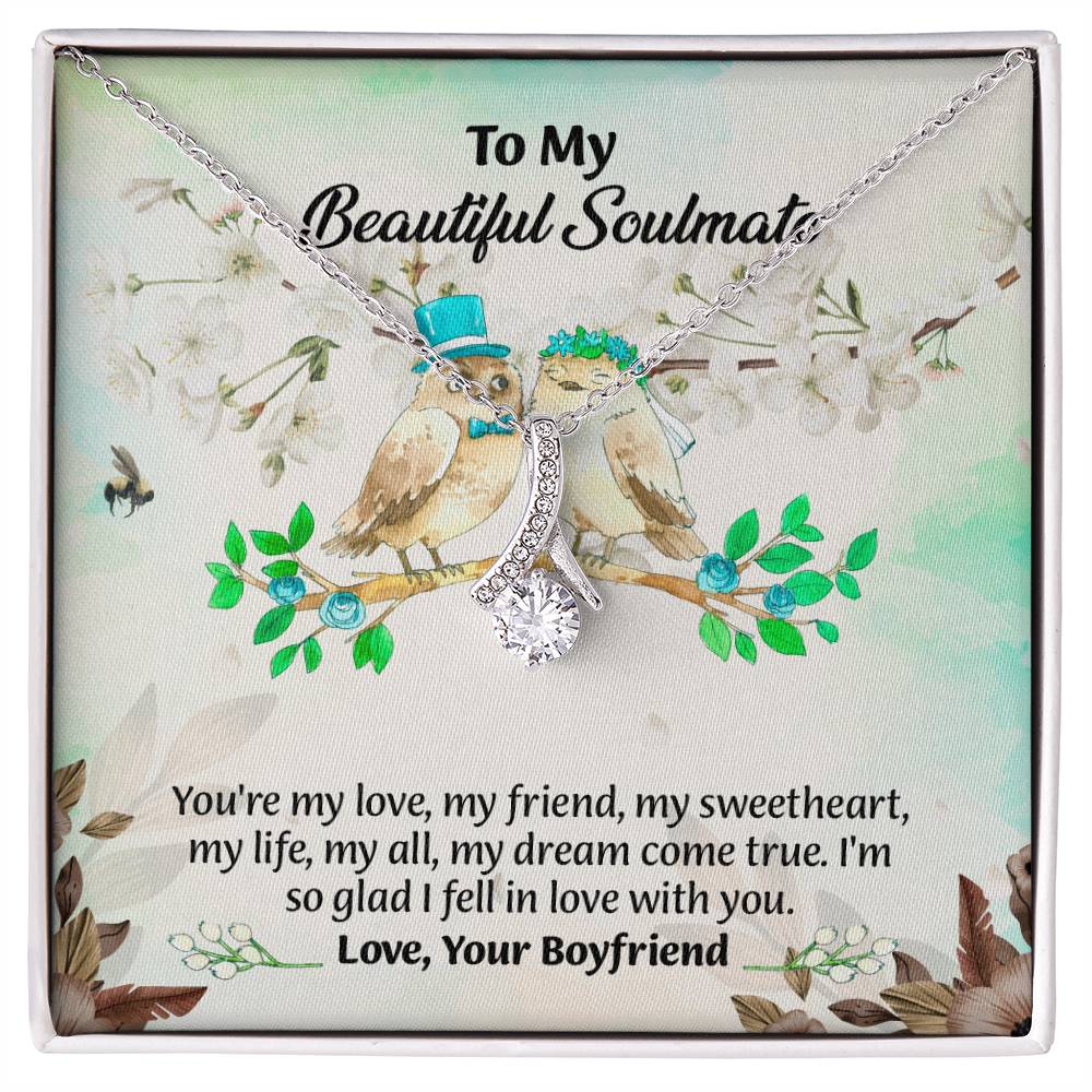 UNIDAZE To My Beautiful Soulmate Necklace, Birthday Gifts for Girlfriend, Necklace for Wife, Gift for Future Wife's Birthday ShineOn Fulfillment C30084TG C30084TR PB23-WOOD PT-4363 TNM-1 USER-188348