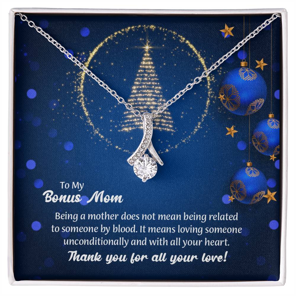 UNIDAZE To My Bonus Mom Christmas Gift Necklace, Unbiological Mom Gift, Step Mom Gift, Alluring Beauty Necklace on Message Card, Foster Mom Gift ShineOn Fulfillment C30084TG C30084TY PB23-WOOD PT-4363 TNM-1 USER-188348