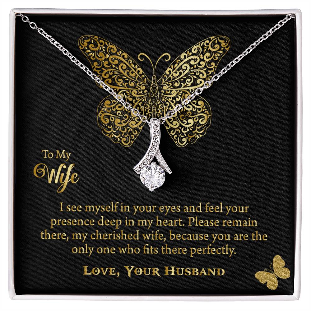 To My Beautiful Wife Alluring Beauty Necklace, Romantic Anniversary Gift for Wife, Wife Birthday Gift, Necklace for Wife