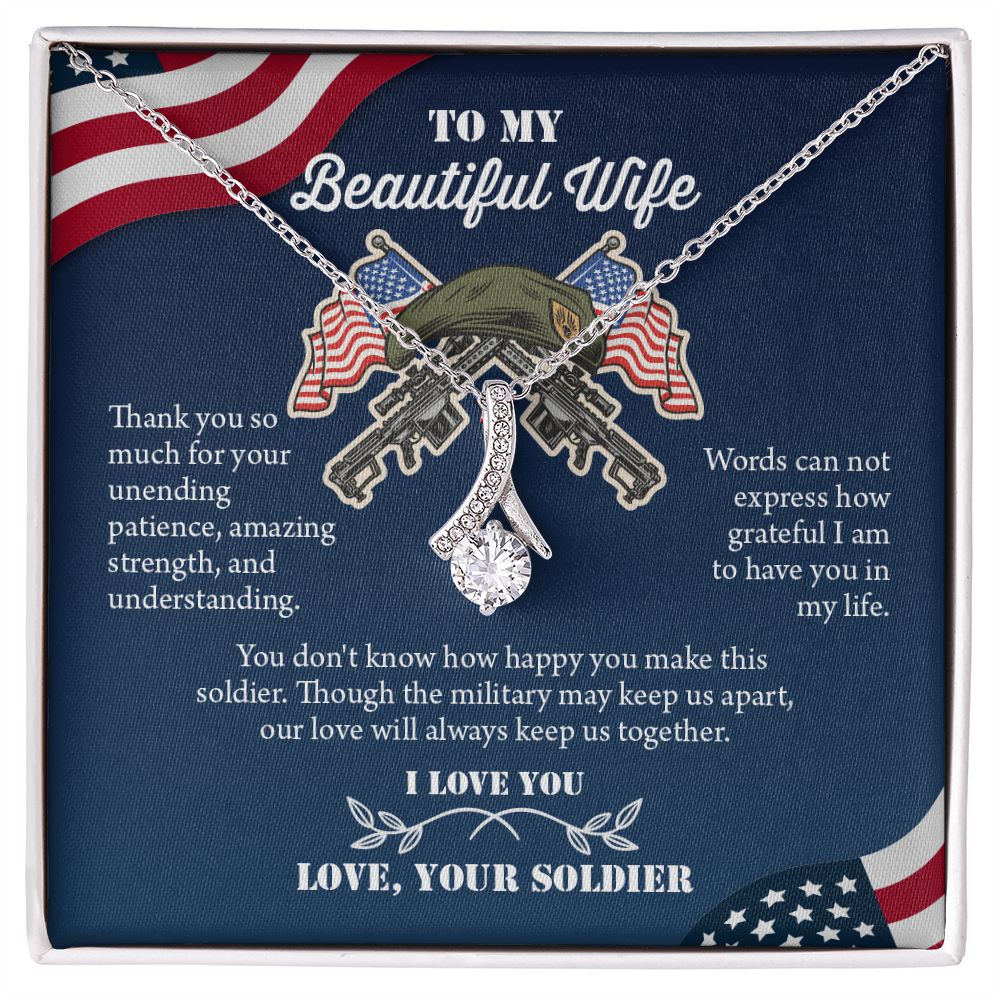 To My Wife Alluring Beautiful Necklace, Military Wife Gift, Gift from Soldier, Anniversary Gift for Army Wife