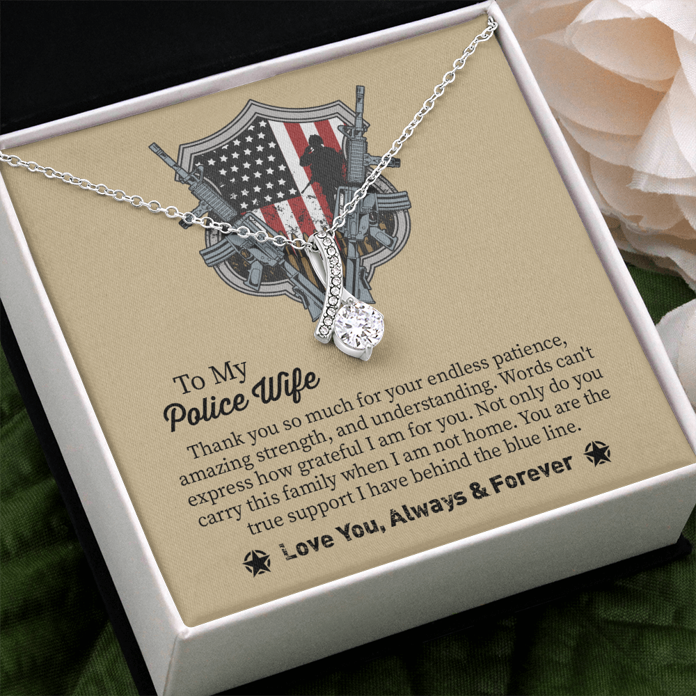 To My Police Wife Alluring Beauty Necklace, Gift for Police Officer Wife, Police Wife Anniversary Present, Husband To Wife Birthday Gifts