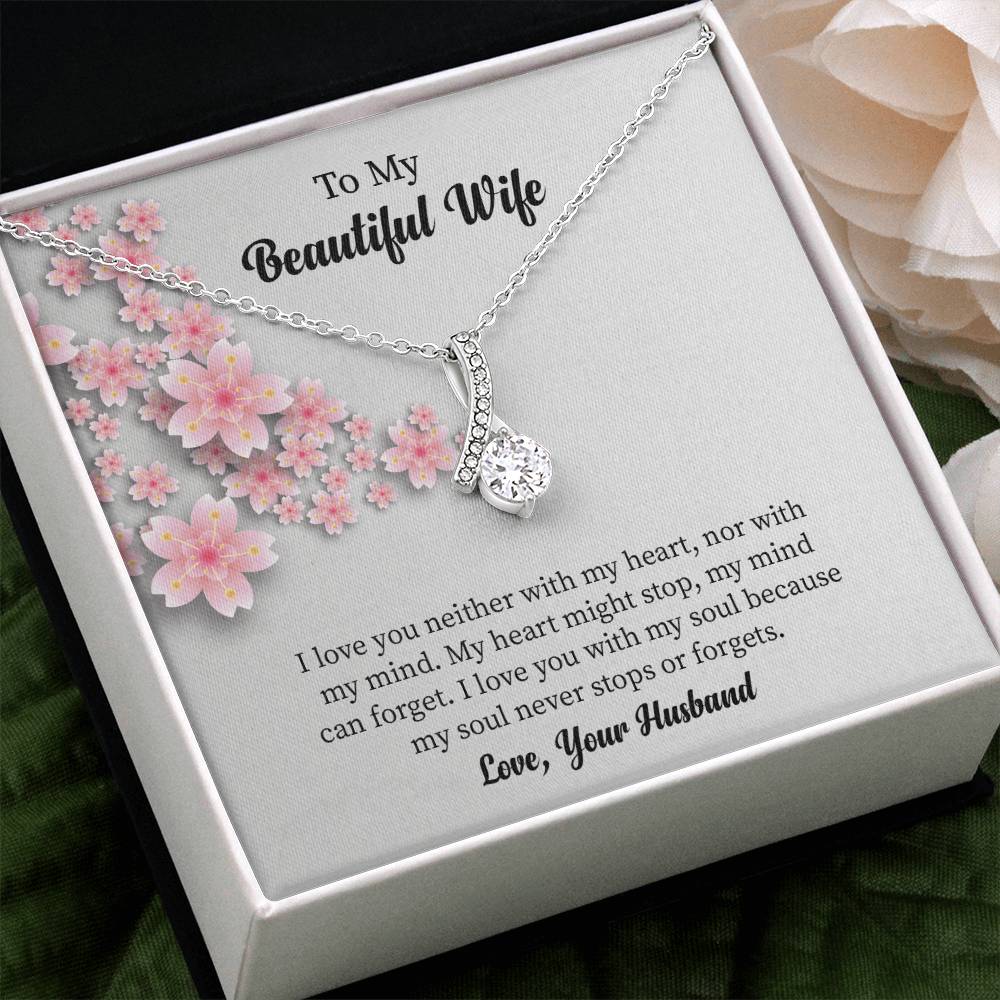 To My Beautiful Wife Alluring Beauty Necklace, Romantic Anniversary Gift for Wife, Wife Birthday Gift, Necklace for Wife