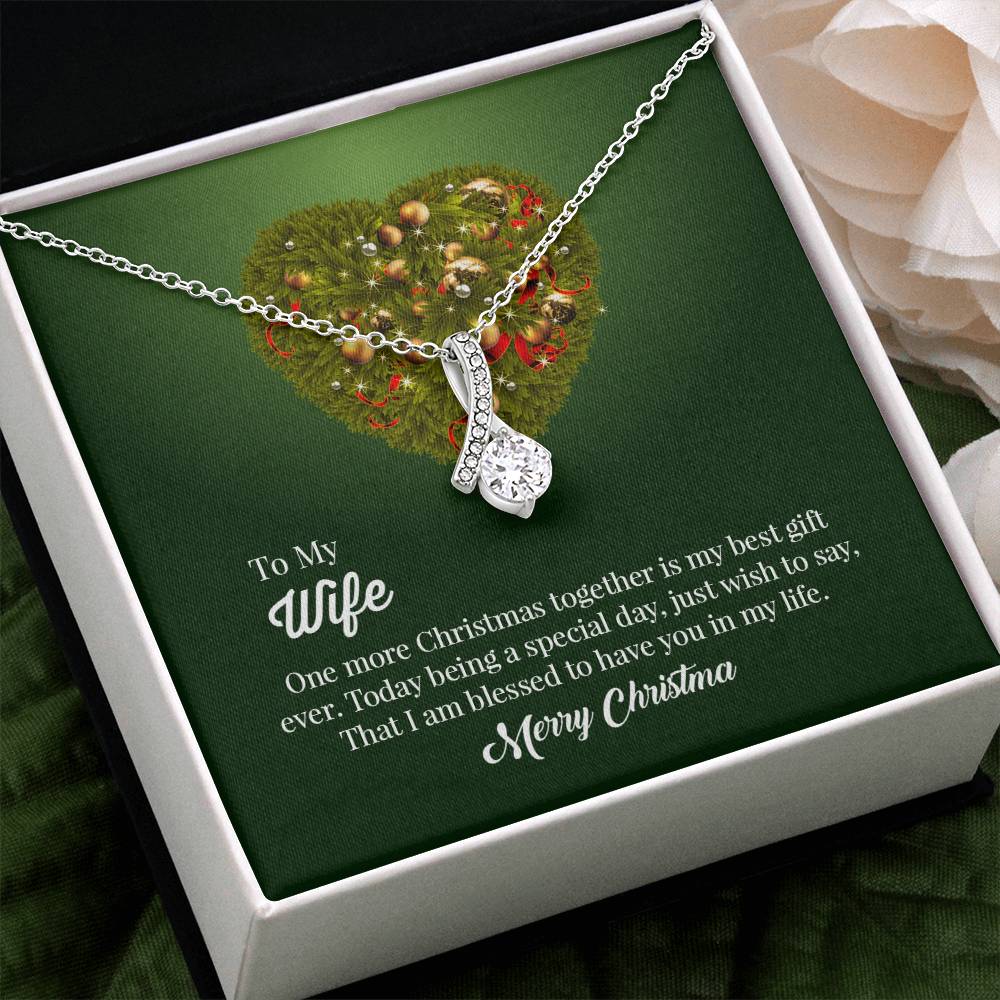 UNIDAZE Merry Christmas To My Wife One More Christmas Together Is My Best Gift Ever Alluring Beauty Necklace ShineOn Fulfillment C30084TG C30084TY PB23-WOOD PT-4363 TNM-1 USER-188348