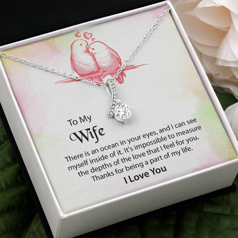 To My Wife Alluring Beauty Necklace, Message Card Jewelry, Anniversary Gift for Wife, Wife Birthday Gift, Mothers Day Gift for Wife