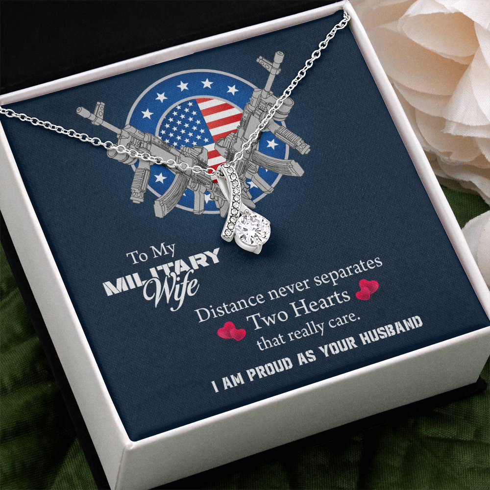 To My Wife Alluring Beauty Necklace, Military Wife Gift, Gift from Soldier, Anniversary Gift for Army Wife