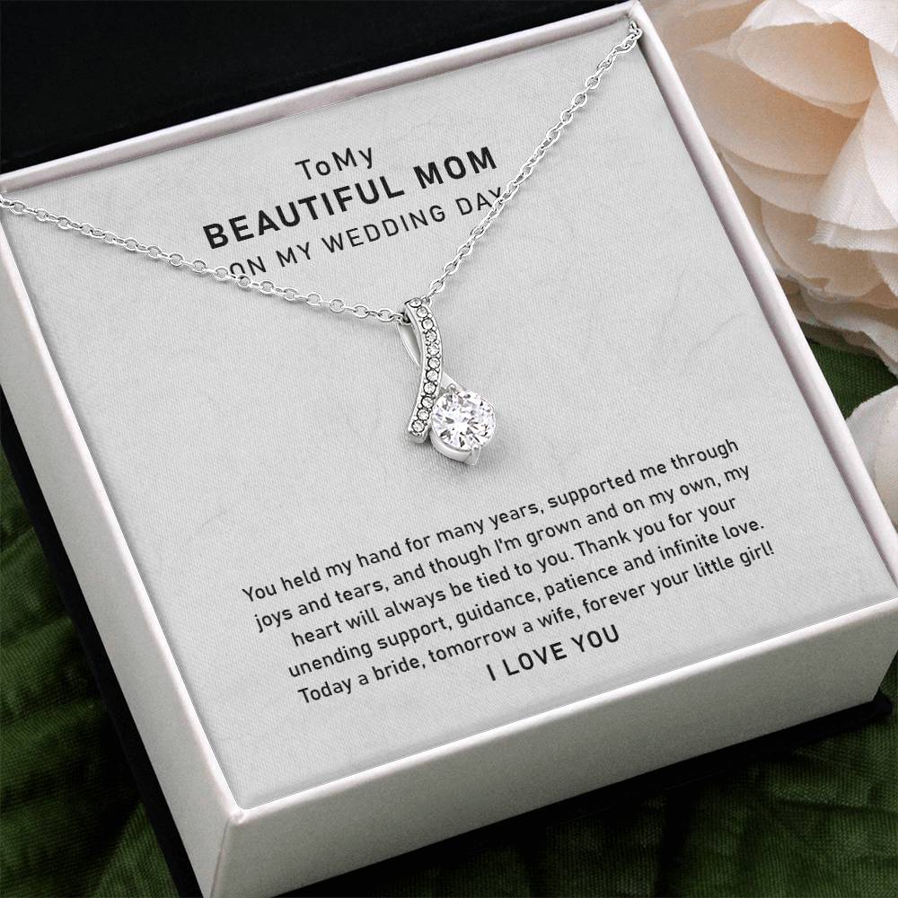 UNIDAZE To My Mom On My Wedding Day, Mother Of Bride Necklace, To My Mom Necklace, Mother Of Bride Gift, Mother Of The Bride Necklace, To My Mom ShineOn Fulfillment C30084TG C30084TY PB23-WOOD PT-4363 TNM-1 USER-188348