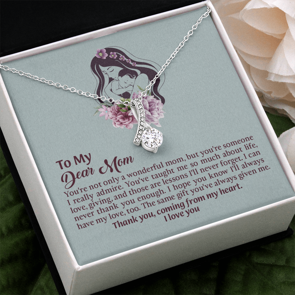 Dear Mom Alluring Beauty Necklace, Thoughtful Present from Son, Mom Necklace From daughter, Mothers Day Gift for Mom