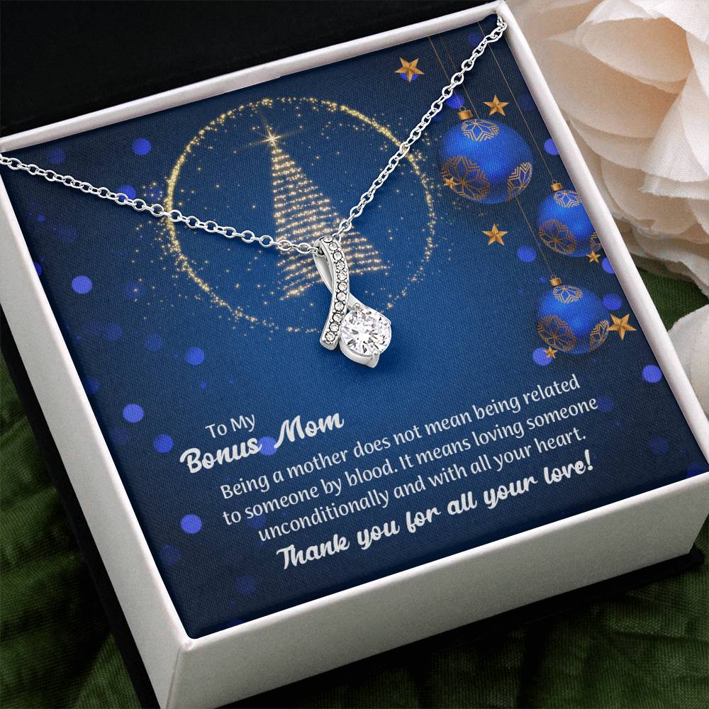 UNIDAZE To My Bonus Mom Christmas Gift Necklace, Unbiological Mom Gift, Step Mom Gift, Alluring Beauty Necklace on Message Card, Foster Mom Gift ShineOn Fulfillment C30084TG C30084TY PB23-WOOD PT-4363 TNM-1 USER-188348