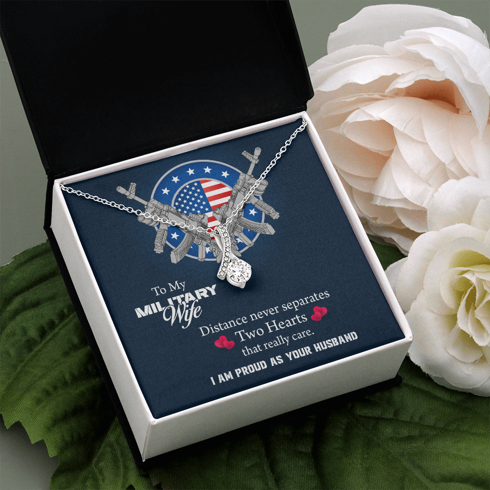 To My Wife Alluring Beauty Necklace, Military Wife Gift, Gift from Soldier, Anniversary Gift for Army Wife