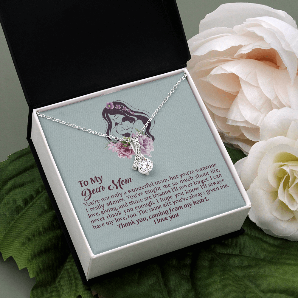 Dear Mom Alluring Beauty Necklace, Thoughtful Present from Son, Mom Necklace From daughter, Mothers Day Gift for Mom