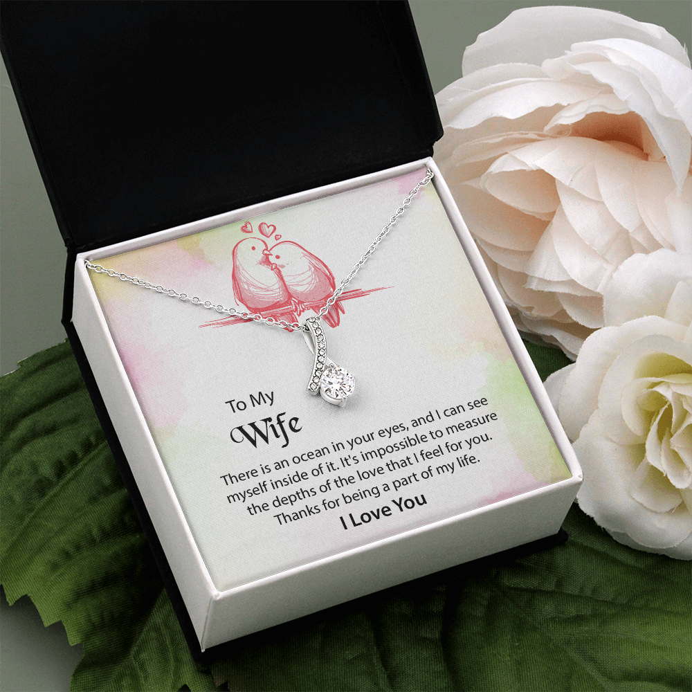 To My Wife Alluring Beauty Necklace, Message Card Jewelry, Anniversary Gift for Wife, Wife Birthday Gift, Mothers Day Gift for Wife