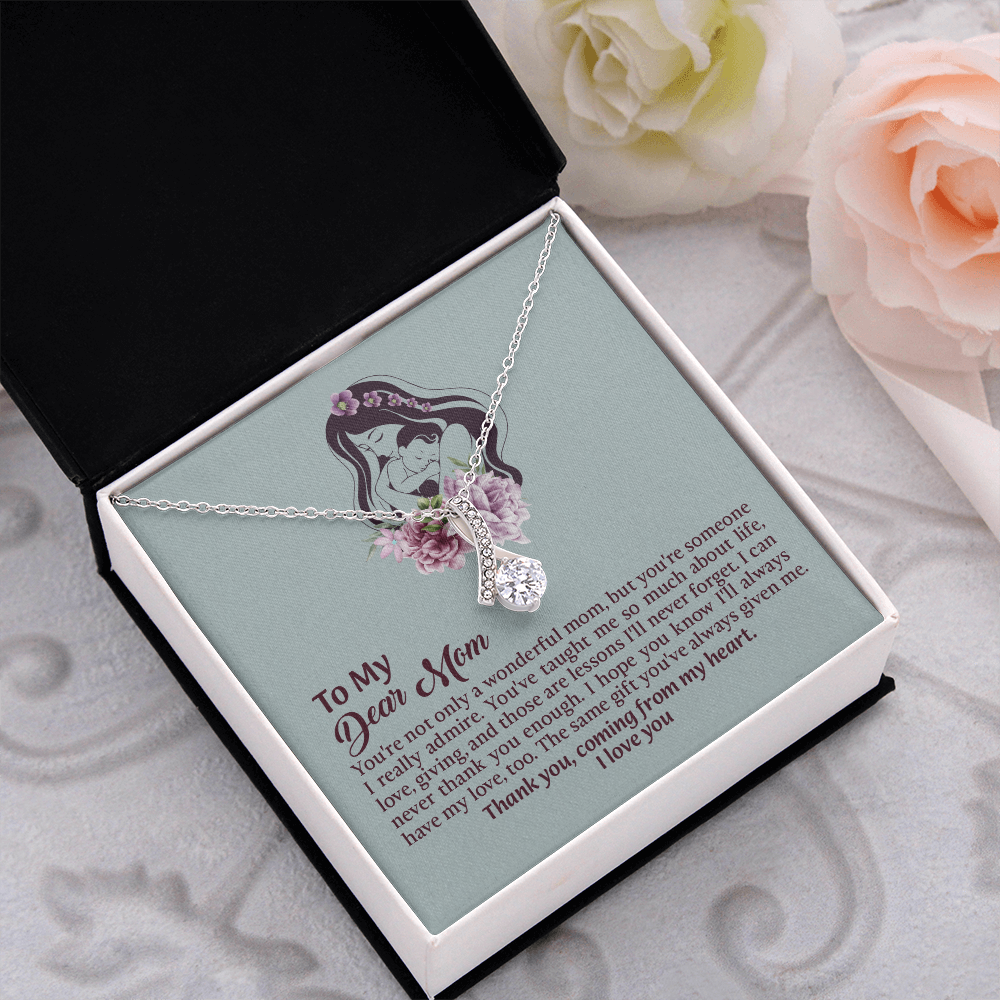 Dear Mom Alluring Beauty Necklace, Thoughtful Present from Son, Mom Necklace From daughter, Mothers Day Gift for Mom