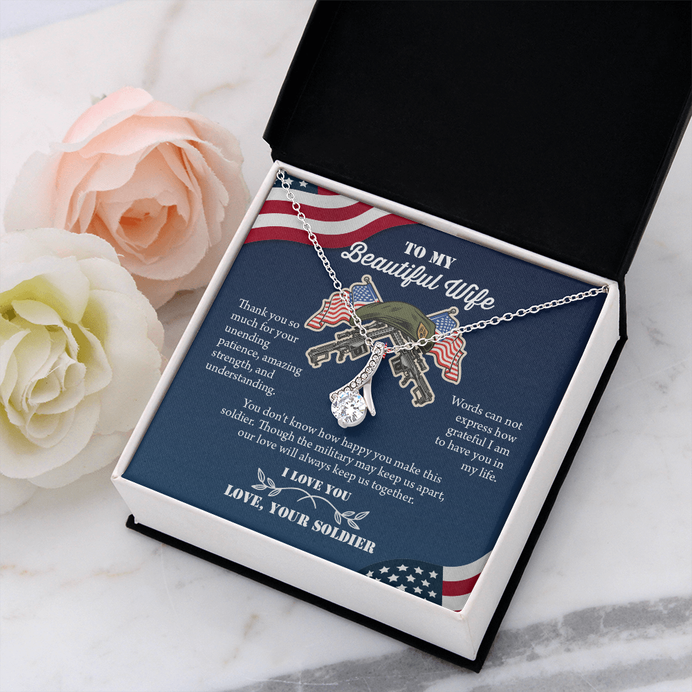 To My Wife Alluring Beautiful Necklace, Military Wife Gift, Gift from Soldier, Anniversary Gift for Army Wife