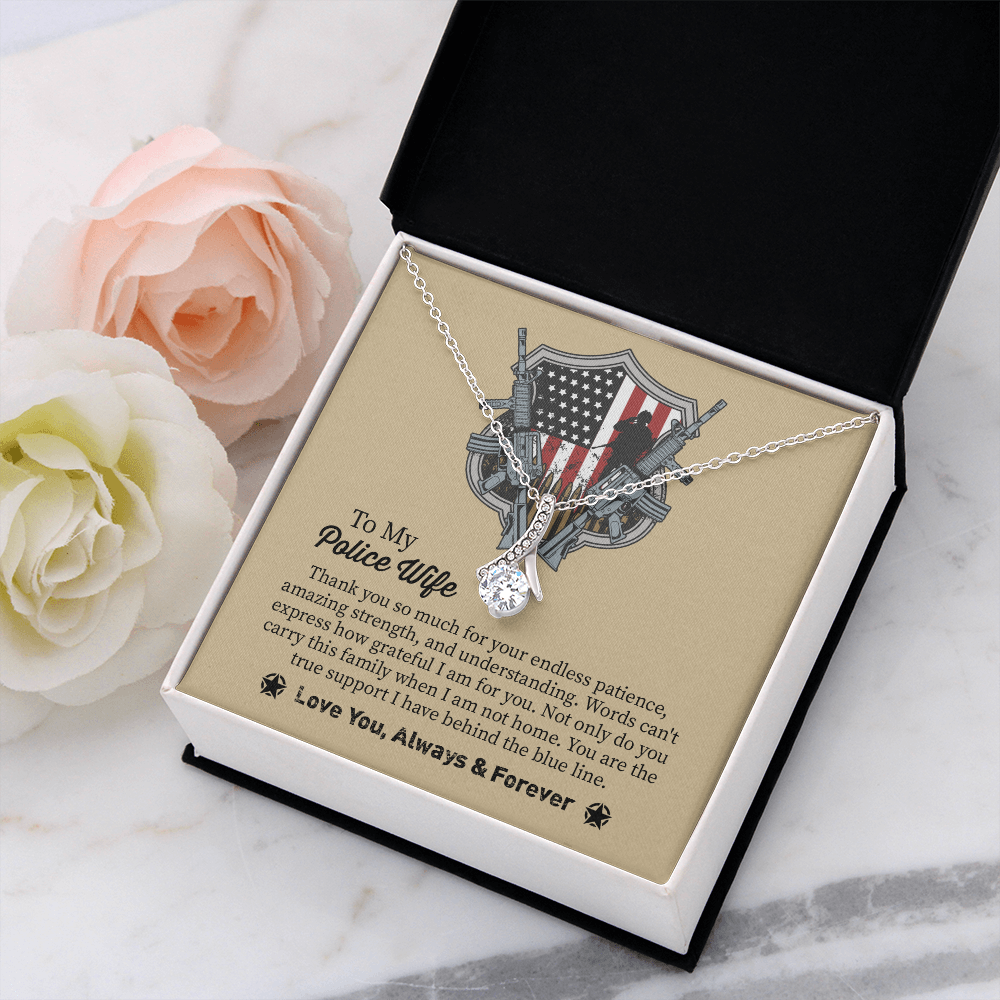 To My Police Wife Alluring Beauty Necklace, Gift for Police Officer Wife, Police Wife Anniversary Present, Husband To Wife Birthday Gifts