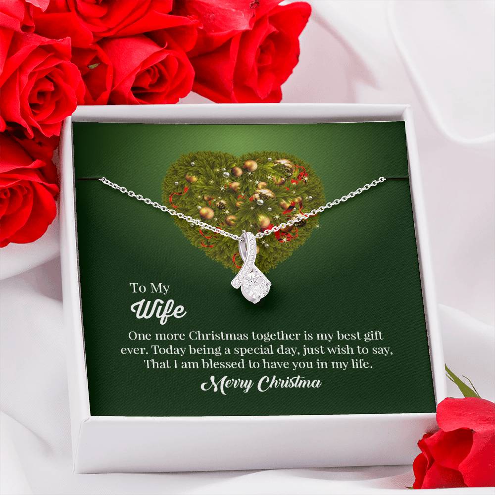 UNIDAZE Merry Christmas To My Wife One More Christmas Together Is My Best Gift Ever Alluring Beauty Necklace ShineOn Fulfillment C30084TG C30084TY PB23-WOOD PT-4363 TNM-1 USER-188348