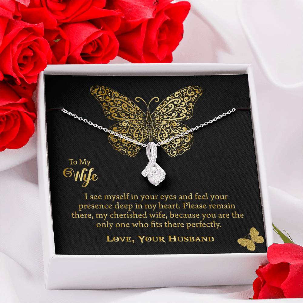 To My Beautiful Wife Alluring Beauty Necklace, Romantic Anniversary Gift for Wife, Wife Birthday Gift, Necklace for Wife