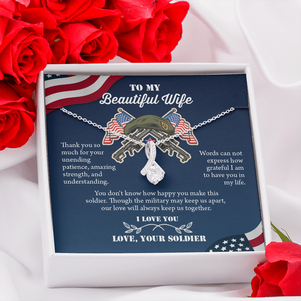 To My Wife Alluring Beautiful Necklace, Military Wife Gift, Gift from Soldier, Anniversary Gift for Army Wife