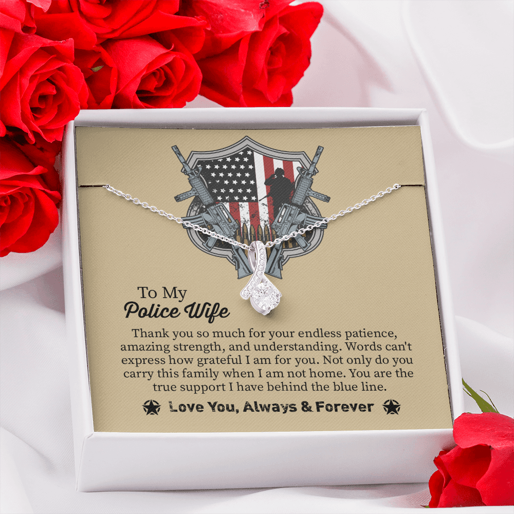 To My Police Wife Alluring Beauty Necklace, Gift for Police Officer Wife, Police Wife Anniversary Present, Husband To Wife Birthday Gifts